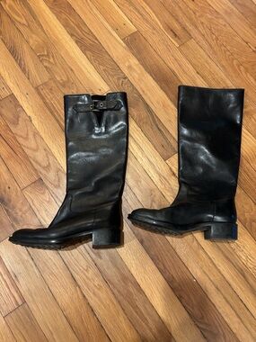 Tod's leather knee-high riding boots.
